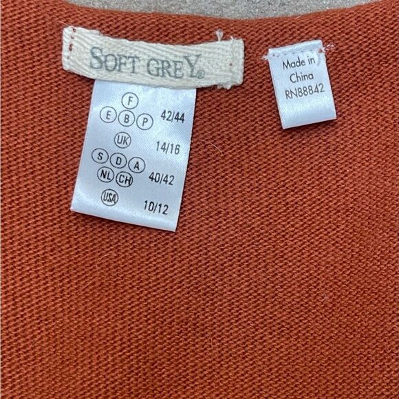Soft Grey Rust Cashmere Cotton V-Neck Sweater Sleeveless Top Size 10 Preppy EUC - Picture 4 of 7